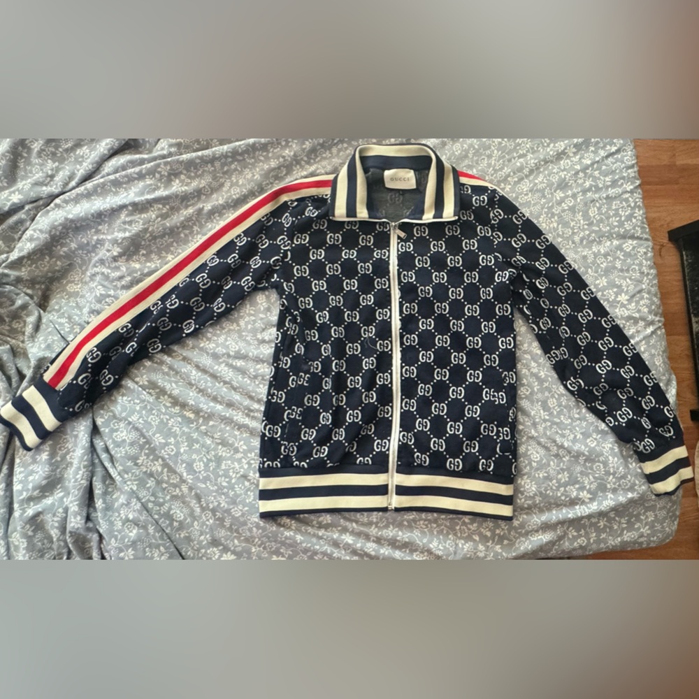 Gucci Blue and White Monogram Jacket